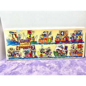 Shure Jumbo Wooden Boats & Numbers Peg Puzzle